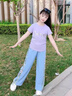 邁兜熊女童夏季褲子2025新款薄款大童中式闊腿褲女孩夏裝兒童夏款牛仔褲 淺藍(lán)色 160 曬單實拍圖