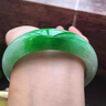 雅嬌詩天然A貨翡翠手鐲冰潤油玉鐲子平安鐲送女友送媽媽禮物 56-57mm（天然A貨帶證書） 曬單實(shí)拍圖