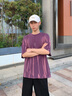 卡賓（CABBEEN）【重磅純棉】男裝 洗水噴色T恤新款個性美式街頭潮流短袖上衣 深紫色59 L /175/50 曬單實拍圖