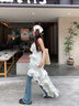 DAVEY MODE西米亞風(fēng)美式吊帶連衣裙女拖尾裙女前短后長(zhǎng)荷葉氣質(zhì)收腰不規(guī)則 圖片色 M :建議91-100斤 曬單實(shí)拍圖