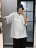 WHIM NASAV領(lǐng)短袖t恤男寬松夏季休閑半袖上衣服青少年學(xué)生透氣潮流百搭T恤 白色 XL （130-145斤） 曬單實(shí)拍圖