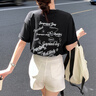 唐獅（TonLion）2025夏女后背文字印花短袖T恤 黑  L  曬單實(shí)拍圖