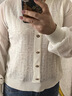 羅蒙（ROMON）2025年秋季新款長(cháng)袖鏤空拼接V領(lǐng)套頭洋氣百搭針織薄款寬松上衣女 米白色 XL 建議120-130斤 曬單實(shí)拍圖
