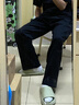 杰門森冰絲休閑褲男夏季薄款寬松直筒褲子男士涼感速干垂感運(yùn)動闊腿長褲 黑色 XL (建議體重130-140斤) 曬單實(shí)拍圖
