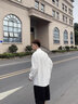 雪倫朵白色襯衫男夏季冰絲休閑寬松垂感男士長袖襯衣痞帥高級感西裝內(nèi)搭 白色 L （卡碼拍大一碼） 曬單實(shí)拍圖