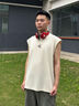 卡賓（CABBEEN）【肩位拼接】男裝 火焰logo背心夏季新款美式無袖t上衣潮牌帥 杏色15 L /175/50 曬單實(shí)拍圖