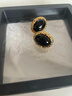 京蔻迪小香風(fēng)黑金色黑瑪瑙菱形格耳釘女高端輕奢高感復(fù)古精致耳環(huán)耳飾 橢圓 曬單實(shí)拍圖