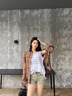 LPOX美式辣妹牛仔短褲女夏季2025夏季新款小個(gè)子高腰a字夏季短熱褲女 懷舊藍色 M 99-115斤選 曬單實(shí)拍圖