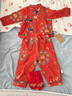 Shining Moment丨金玉滿堂 寶寶周歲禮服純棉兒童漢服紅色新年分體套裝周歲衣服 金玉滿堂-長袖上衣+長褲兩件套 80 曬單實(shí)拍圖
