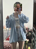 樂(lè)雅秀蝴蝶結(jié)系帶寬松顯瘦遮肉百搭長(zhǎng)袖襯衫女春夏薄款開(kāi)衫外搭設(shè)計(jì)感外 藍(lán)色 M 建議105-115斤 曬單實(shí)拍圖