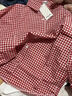 DALEY MODE春日系軟妹可愛(ài)polo領(lǐng)格子長(cháng)袖襯衫女學(xué)生韓版寬松百搭學(xué)院風(fēng)百搭 紅色格子 S 曬單實(shí)拍圖
