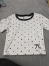 素織錦【清倉】正肩T恤女白色短袖女新款春潮流小個(gè)子女裝上衣修身t恤 辣妹波點(diǎn)修身短袖【M】 曬單實(shí)拍圖