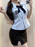 樊蕾 性感女職業(yè)套裝角色扮演水手緊身OL教師情趣睡衣 套裝【上衣+短裙+領(lǐng)結+丁字褲】 M 【80-110斤】 曬單實(shí)拍圖