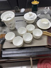 千絲家 新款茶具套裝高檔辦公室小套白瓷玻璃蓋碗泡茶家用功夫羊脂玉杯 悠然自得10頭羊脂玉瓷描金(圓滿杯） 曬單實拍圖