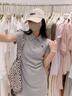 FSHEPOLO領(lǐng)連衣裙女春季2025新款韓系氣質(zhì)收腰顯瘦短袖包臀裙chic百搭 灰色短款 S 曬單實拍圖