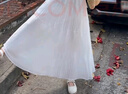 蘿美醬白色雪紡半身裙女夏季2025新款高腰裙春秋仙女壓褶a字長裙大裙擺 白色壓褶裙 M 曬單實拍圖