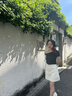 樂雅秀2025夏季新款半身裙歐貨高腰顯瘦白色A字裙潮大碼復(fù)古牛仔短裙女 米白色 M 【建議98-110斤】 曬單實(shí)拍圖