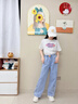 優(yōu)優(yōu)1點（Yoyo one）女童夏季套裝2025新款兒童洋氣時髦夏裝女大童初中生夏天薄款短袖 13115藍色+18848白色 150 150cm 曬單實拍圖