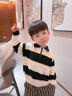 巴拉巴拉童裝男童毛衣春秋裝中大童寬松翻領(lǐng)半開(kāi)襟兒童條紋針織衫 白黑色調00419 160 cm 曬單實(shí)拍圖