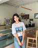 Teenie Weenie小熊夏季棉美式復古寬松灰色短袖T恤學院風上衣 淺灰色 S 曬單實拍圖