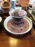 鳳陶凰（FENG TAO  HUANG）景德鎮古泥釉里紅海水龍蓋碗茶杯子家用功夫三才泡茶碗茶具套裝 高白泥【釉里紅海水龍套】簡(jiǎn)裝 4件 曬單實(shí)拍圖