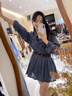 伊琦蕾（YIQILEI）韓版學(xué)院風(fēng)春夏潮流2025格子襯衫連衣裙女長袖時尚收腰減齡短裙子 藍(lán)色 連衣裙 S 曬單實(shí)拍圖