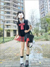 閃動少女（SHANDONGSHAONV）JK制服jk日系校供學生馬甲疊穿格裙毛衣背心套裝學院風針織衫上衣 v湖藍背心+長袖+璃海+粉波點領(lǐng)結(jié) XS 曬單實拍圖