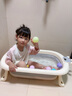 ONLYOU BABY嬰兒洗澡盆寶寶浴盆嬰幼兒坐躺新生兒家用兒童可折疊浴桶小孩洗澡 浴盆+浴架+懸浮墊+臉盆*3 【安伯灰】（送禮包） 曬單實(shí)拍圖