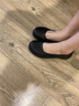 啄木鳥(niǎo)春夏季黑色軟底工作鞋輕便不累腳軟面寬頭皮鞋職業(yè)上班圓頭單鞋女 黑色 36 曬單實(shí)拍圖