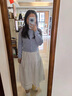 UR2025春季新款女蝴蝶結(jié)鏤空肌理超短款吊帶針織衫UYU950041 淺紫藍(lán) XL 曬單實(shí)拍圖