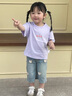 班喜迪女童牛仔褲夏季新款女寶寶休閑七分褲童裝直筒闊腿褲兒童褲子夏裝 藍(lán)色 100 曬單實拍圖