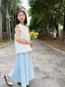 優(yōu)優(yōu)1點(diǎn)（Yoyo one）女童套裝夏季薄款兒童2025新款夏裝裙褲洋氣連衣裙中大童冰絲裙子 白色上衣配珍珠胸針 160 160cm 曬單實(shí)拍圖
