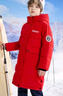 雪中飛童裝男童羽絨服中大童連帽休閑女童中長(cháng)兒童羽絨服紅色150cm 曬單實(shí)拍圖