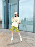 G.DUCKKIDS小黃鴨女大童時尚中褲套裝夏裝2025新款初中生女孩夏天休閑五分褲 杏色套裝 130 曬單實拍圖