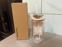 星巴克杯子幻彩漸變玻璃吸管杯浮雕大容量便攜水杯送女生禮物桌面杯 卡皮巴拉吸管杯 473ml 曬單實(shí)拍圖