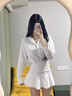 FSHE白色假兩件長(zhǎng)袖襯衫連衣裙女早春季2025新款小個(gè)子氣質(zhì)修身短裙 白色連衣裙【白色連衣裙/小白裙/ S 40/45kg 曬單實(shí)拍圖