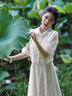 唐菓蜜新中式國風(fēng)連衣裙女2025夏季新款女裝甜美溫柔風(fēng)日常改良旗袍裙子 米白色 M 曬單實拍圖