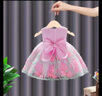 鸞雀翔一周歲女寶寶周歲生日禮服抓周服幼兒裙子兒童晚禮服女童公主紗裙 粉色 90 建議身高85-95體重22-27斤 曬單實(shí)拍圖