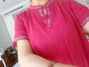 勤記棉麻連衣裙 亞麻裙子高檔小個子女裝夏季民族風刺繡寬松長裙 紅色(少量現(xiàn)貨) M 建議85-110斤 曬單實拍圖