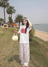 卡通可愛(ài)滿(mǎn)印花闊腿牛仔褲女夏季2025新款直筒寬松慵懶風(fēng)拖地褲子 白色 M 曬單實(shí)拍圖