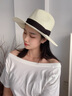 凡飾（FANCET）草帽女夏季出游度假巴拿馬帽子男款時尚休閑費德羅禮帽馥芮白57cm 曬單實拍圖