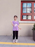 真維斯女童短袖t恤純棉夏季2025年新款夏裝女孩半袖薄款衣服中大童童裝 紫 魔法卷毛狗+白 魔法狗 90 曬單實拍圖