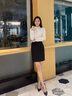 櫻芭妮西裝套裝女職業(yè)裝正裝西服套裝女工作服面試工裝酒店前臺接待工裝 兩?？酆谏餮b+裙子 M 【91斤~100斤】 曬單實拍圖