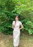 莫代爾蕾絲連衣裙披肩套裝女2025夏季新款復(fù)古設(shè)計(jì)感收腰顯瘦A字中長(zhǎng)裙 米色連衣裙【單件】 M 曬單實(shí)拍圖