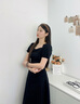 lagogo黑色收腰顯瘦連衣裙女拉谷谷2025年春夏新款優(yōu)雅赫本風(fēng)裙子 黑色 M 曬單實(shí)拍圖