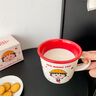 精東家櫻桃小丸子兒童水杯家用可愛(ài)喝水杯陶瓷馬克杯帶刻度牛奶早餐杯子 【官方正版~帶刻度】紅色小丸子 曬單實(shí)拍圖