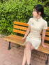 莫代爾旗袍連衣裙女2025夏季新款時(shí)尚氣質(zhì)百搭收腰顯瘦休閑小個(gè)子短裙 米白色 M 曬單實(shí)拍圖