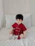 G.DUCK KIDS小黃鴨童裝嬰兒衣服夏季薄款新生兒連體衣男女寶寶中國風(fēng)周歲衣服紅色66cm 66建議1-3個(gè)月10斤-13斤 曬單實(shí)拍圖