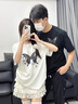 MDlila《2件價(jià)》情侶裝夏季短袖t恤蝴蝶衣服一男一女休閑寬松半袖定制 夢(mèng)幻蝴蝶 黑男+白女-兩件裝 男L+女M 曬單實(shí)拍圖