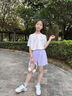 McTicco女童速干運動(dòng)套裝夏季兒童羽毛球網(wǎng)球訓練服夏裝中大童短袖兩件套 9852漸變+18426紫色 150 150cm 曬單實(shí)拍圖